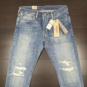 Levi's 511 Jeans 32 x 34 Selvedge Denim Slim Leg Distressed Blank Red Tab 63